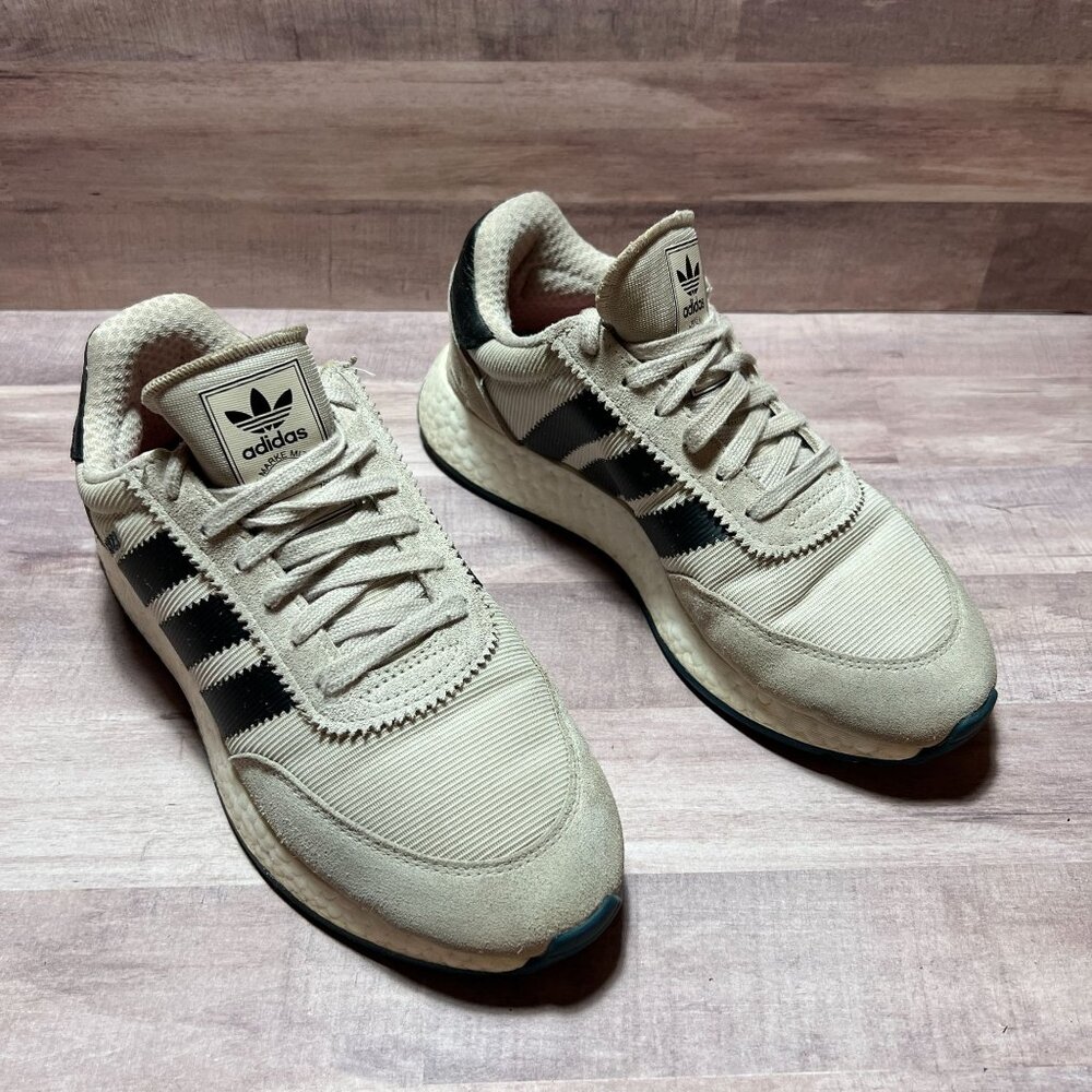 Adidas Mens I-5923 Boost Running Shoes Size 9 Cream & Black